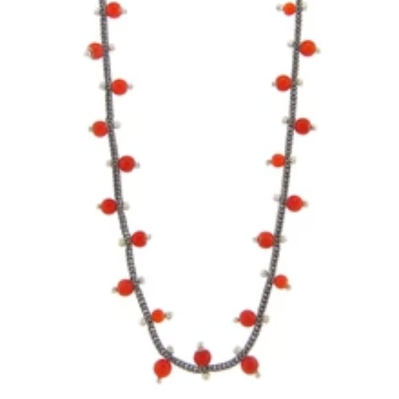 Coral Foxtail Chain Sterling Silver Necklace - Picture 1 of 6